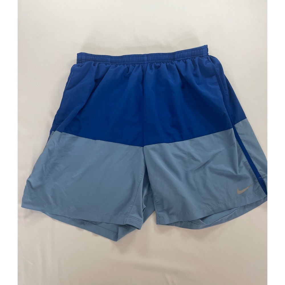 Nike Dri-FIT Mens Blue Colorblock Running Training Shorts XL 7 Inch Inseam